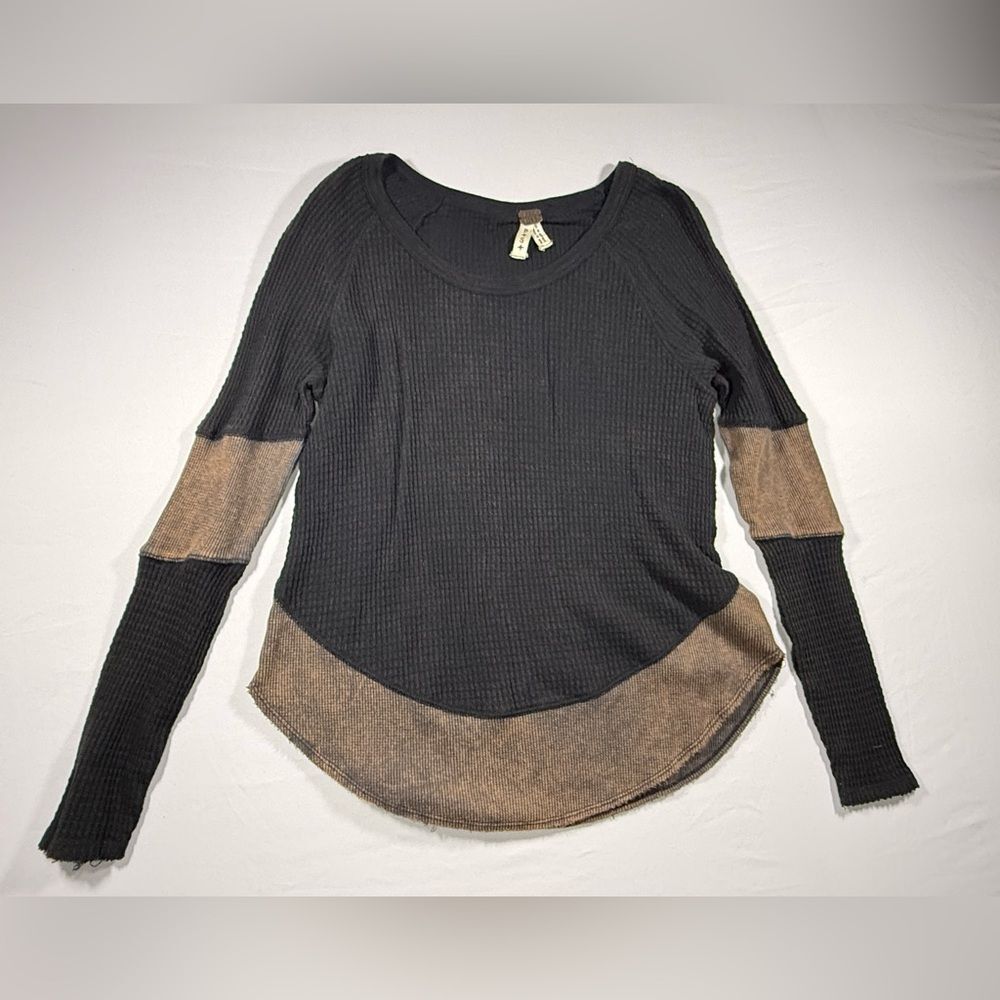 We The Free Free People "Logan" Washed Colorblock Thermal grunge boho